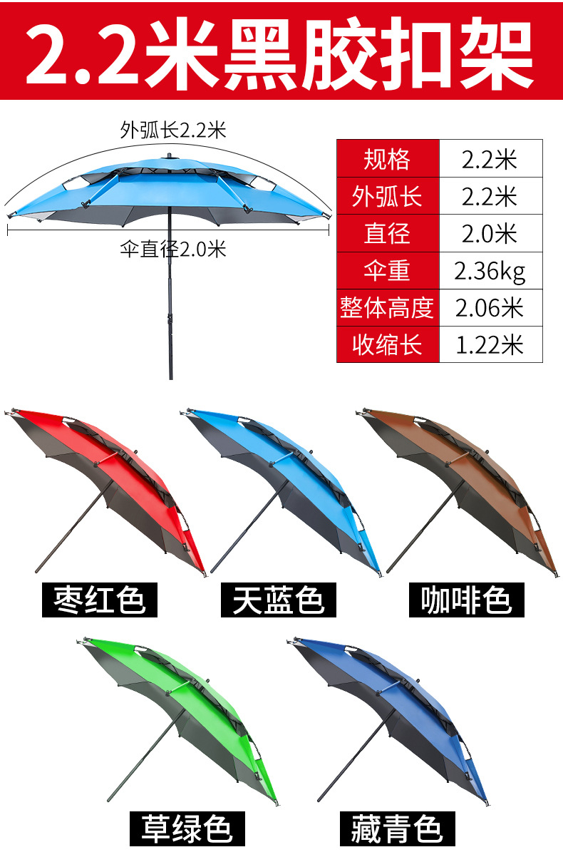 2.2米双层黑胶户外钓鱼男男车车好快的车车啊哈哈视频伞